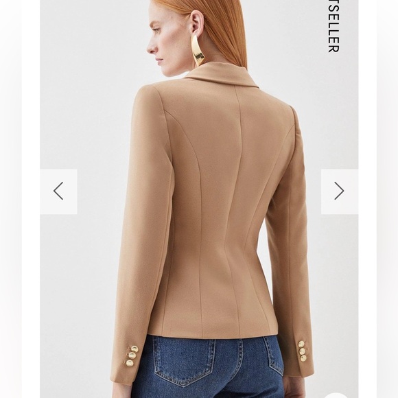 💥💥Clearance💥💥 Karen Millen Tailored Button Military Double-Breasted Tan Blazer - Picture 2 of 13